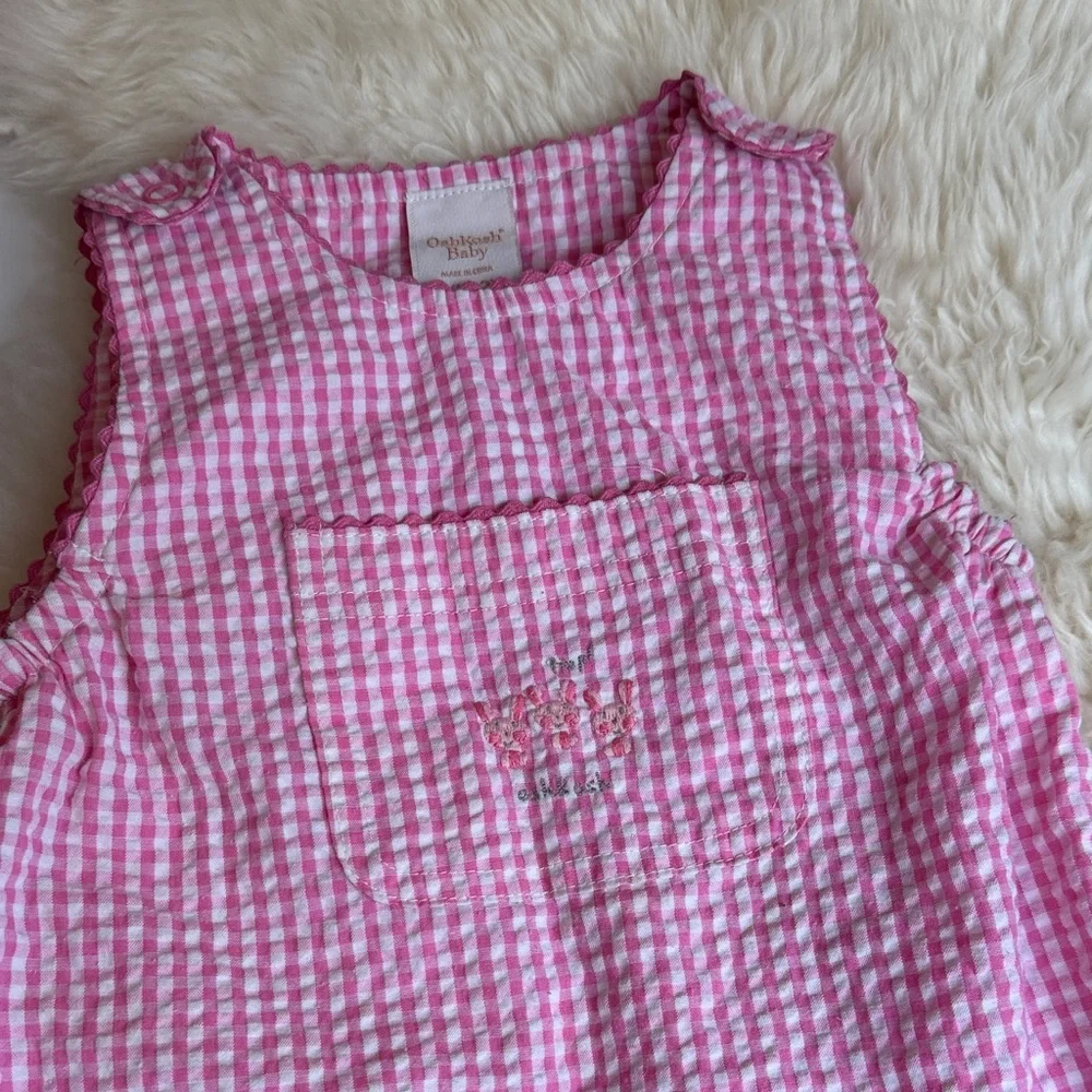 OshKosh B'gosh Pink Gingham Baby Romper size XL (12months)
